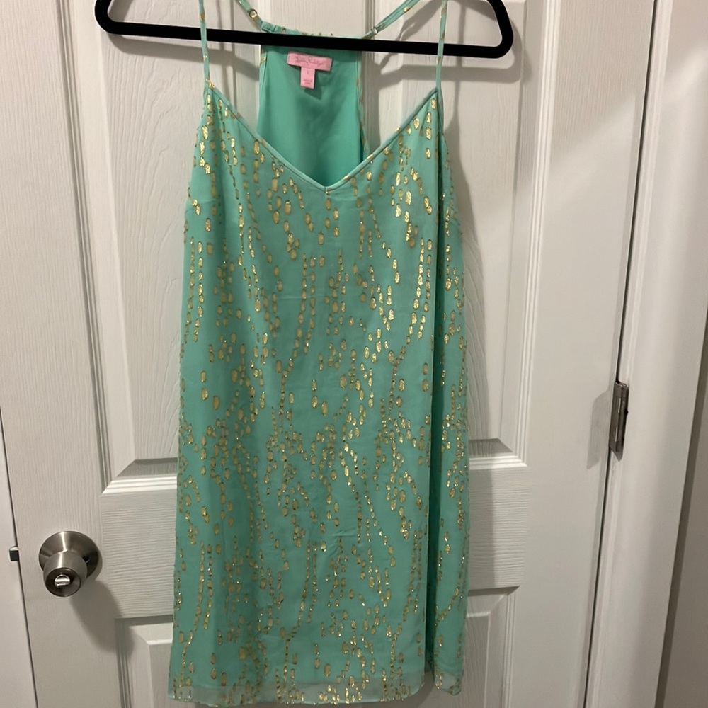 Lily Pulitzer Mint Metallic Clip Dobby dress Size: L